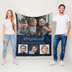 4-Photo Collage & Custom Text Grandpa/Grampa/Other Fleecedecke