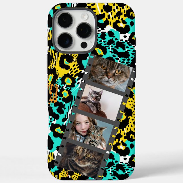 4 Photo Collage Leopard Phone Case (Rückseite)