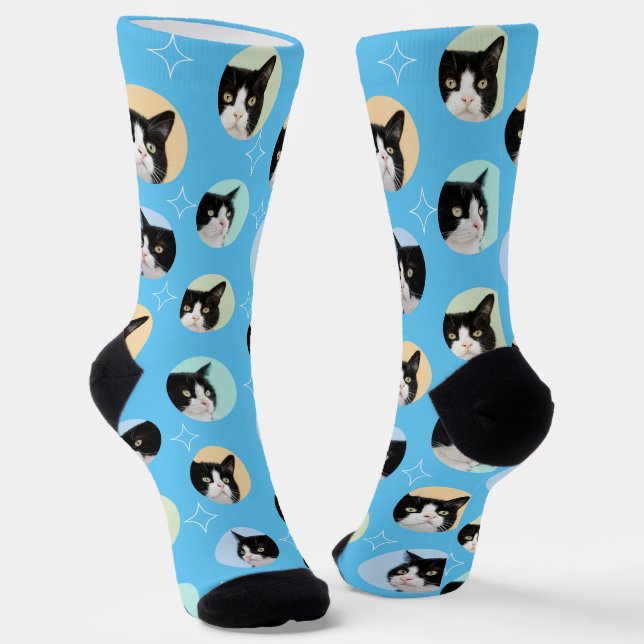 4 Photo Collage Template Make Your Own Light Blue Socken (Gewinkelt)