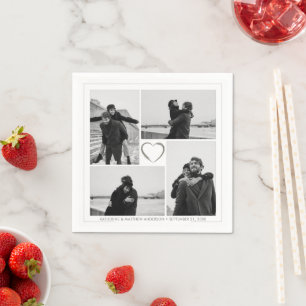 4 Photo Collage Wedding Bridal Party Serviette
