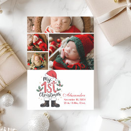 4 Photo Cute Santa Baby 1st Christmas Feiertagskarte