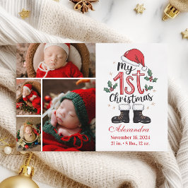 4 Photo Cute Santa Baby 1st Christmas Feiertagskarte