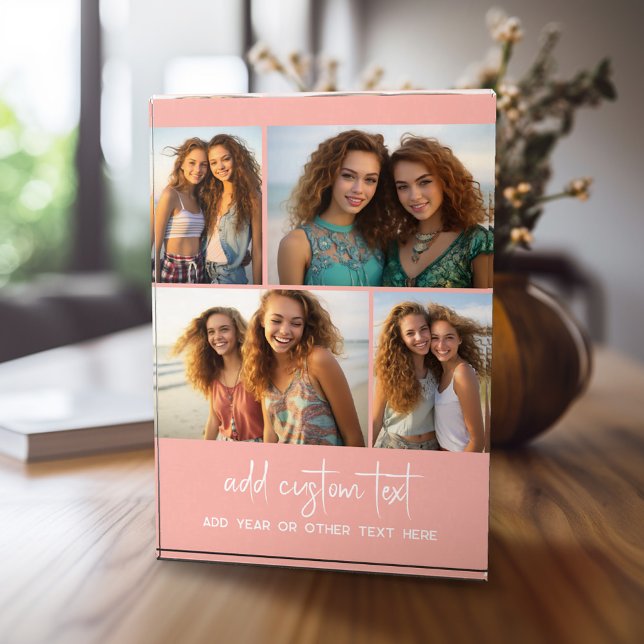 4 Pic Collage - einfache, minimale Druckfehler und Fotoblock (4 Photo Collage personalized home plaque)