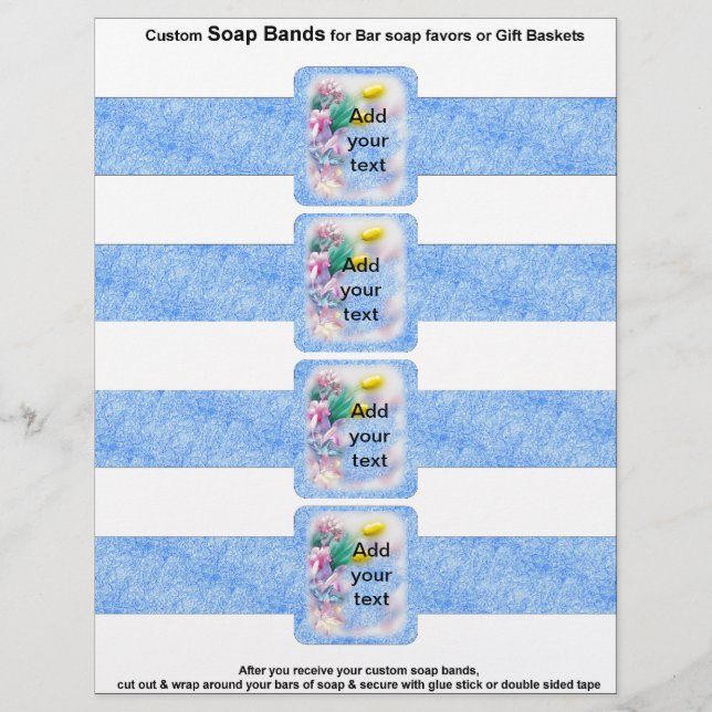 4 pro Blatt Bar Soap Bands Blue Paper Gastgeschenk (Vorne)