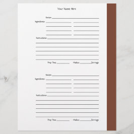 4 pro Seite - Braune, zweiseitige Rezeptseiten