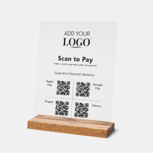 4 QR Code Scan zur Bezahlung moderner Beruflicher  Acrylschild