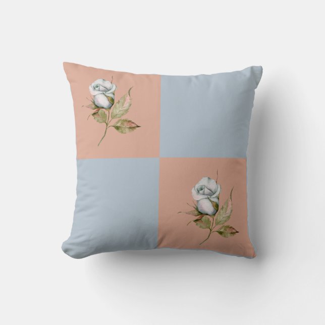 4 Quadrat 2 mit Single-blaugraue Rose Kissen (Vorderseite)