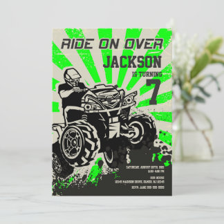 4 Radfahrer zum Geburtstag Einladung / Quad Bike /