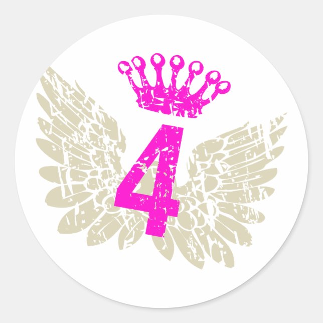 #4 Raspberry Wings Runder Aufkleber (Vorderseite)