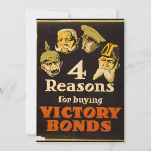 4 Reasons For Buying Victory Bonds - WWI Propagand Einladung