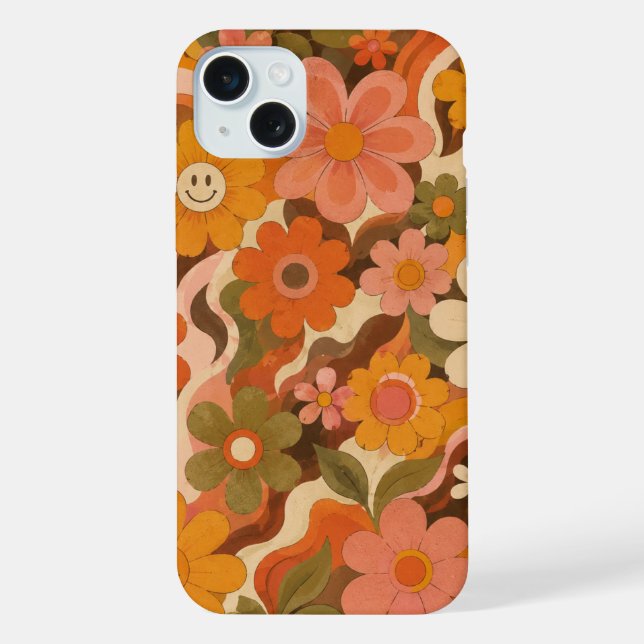 4. Retro Groovy Blumen-Handyhülle iPhone Hülle (Rückseite)