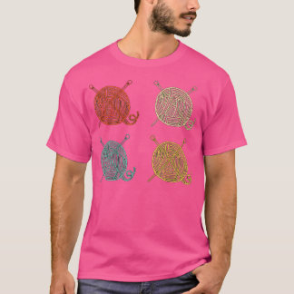 4 Retro-Wollbälle Design Geschenk für Stricker Str T-Shirt