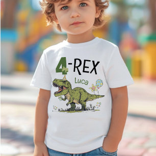 4. Rex Niedlich Dinosaurier Thema 4. Geburtstag Pa Kleinkind T-shirt