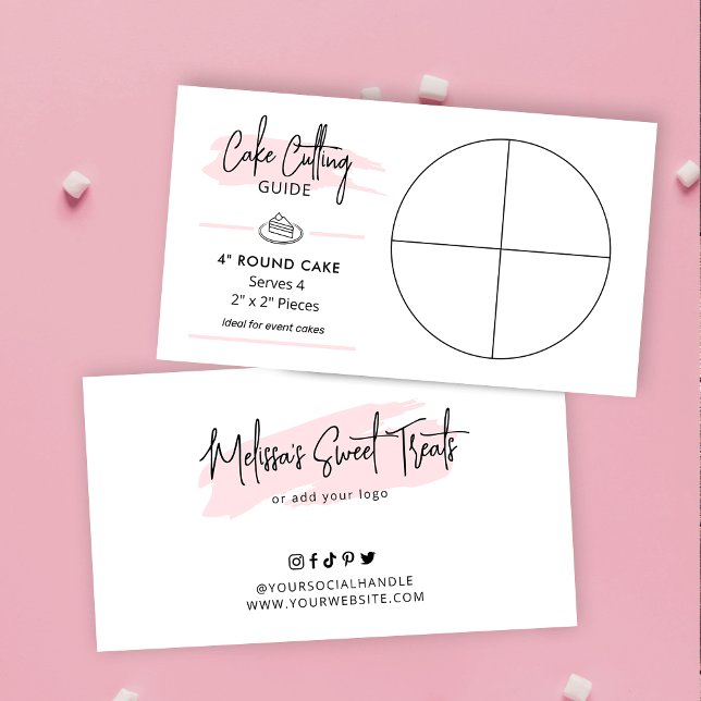 4" Runder Cake Cutting Guide 2x2 Portionsgröße Begleitkarte (4 inch round party cake cutting guide)