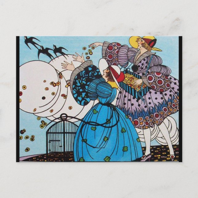 4 SAISONEN /FRÜHZEITIGE VÖGEL /FASHION COSTUME DES POSTKARTE (Vorderseite)