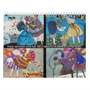 4 SAISONS 2014 ARTDECO SCHÖNHEIT FASHION ILLUSTRAT KALENDER