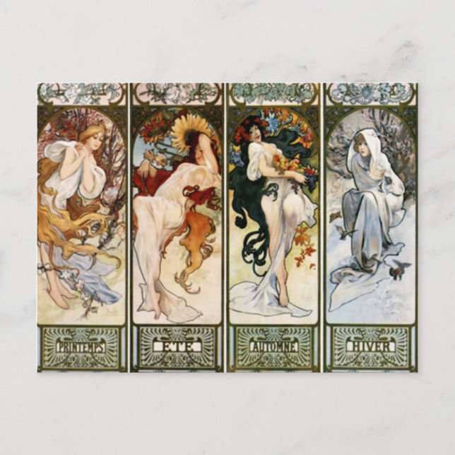 4 Saisons A. Mucha Postcard Postkarte (Vorderseite)