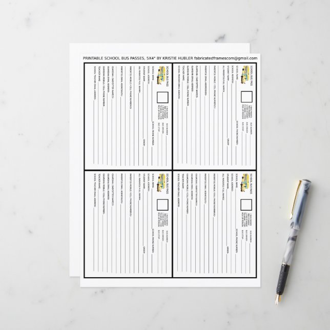 4 Schulbusse für Schüler und Abholer (Vorderseite/Rückseite Beispiel)