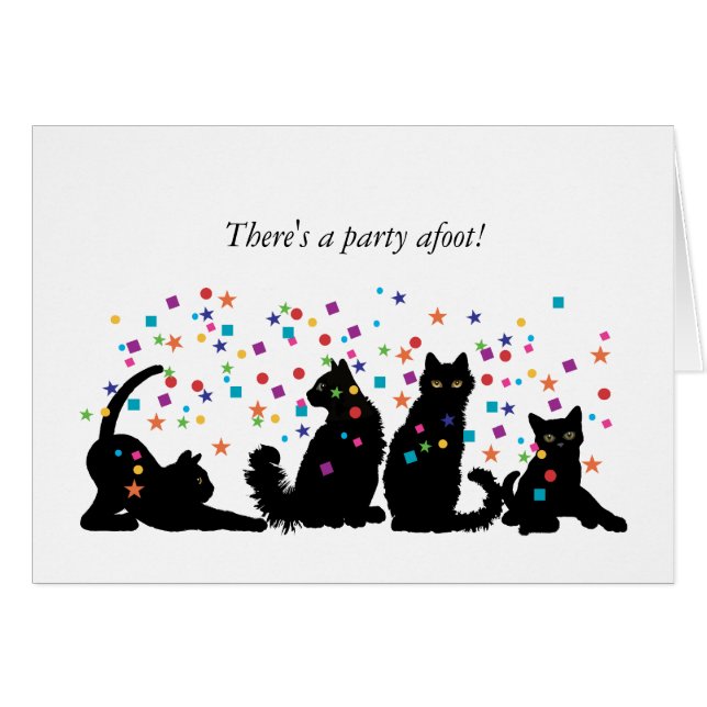 4 Schwarze Party Katzen (Vorderseite (Horizontal))