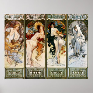4 Seasons Alphonse Mucha Print Poster