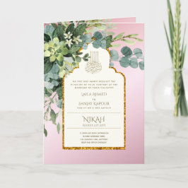 4 Seite NIKAH WALIMA Einladung Pink GREENERY Islam