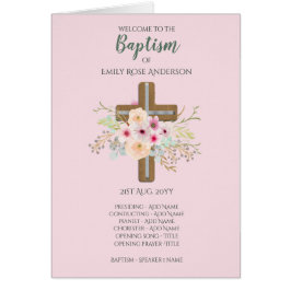 4-seitiges BAPTISM-Programm - Blumenkreuz