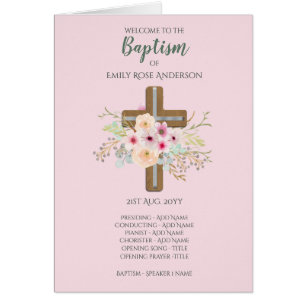4-seitiges BAPTISM-Programm - Blumenkreuz