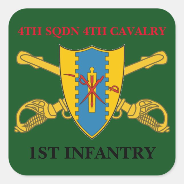 4. SQUADRON 4. CAVALRY 1. INFANTRESTICKER QUADRATISCHER AUFKLEBER (Vorderseite)