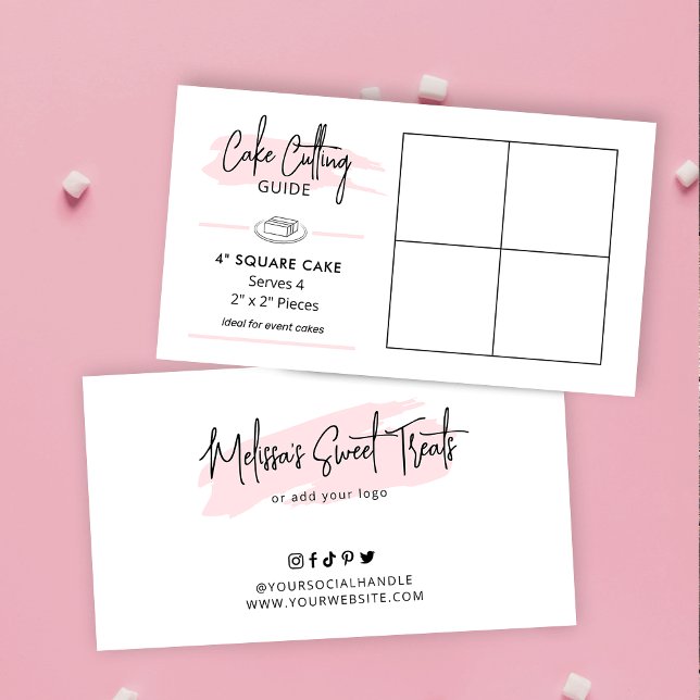 4" Square Cake Cutting Guide 2x2 Party Servvvings Begleitkarte (4 inch square cake cutting guide for party and event cakes)