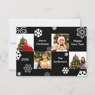 4 Square Fotos Black Background 3x5Christmas Card Einladung