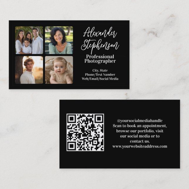 4 Square Photo Instagram Professional Photographer Visitenkarte (Vorne/Hinten)