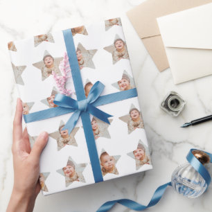 4-Sterne-Foto-Collage Maßgeschneidert Geschenkpapier