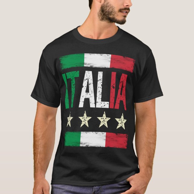 4 Sterne Italia mit italienischer Flagge in Not Re T-Shirt (Vorderseite)