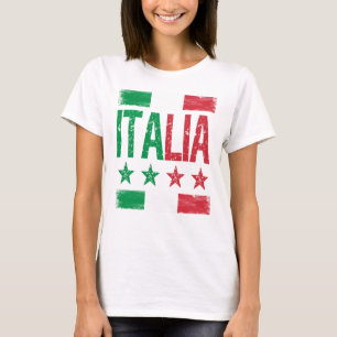 4 Sterne Italia mit italienischer Flagge retro-mot T-Shirt