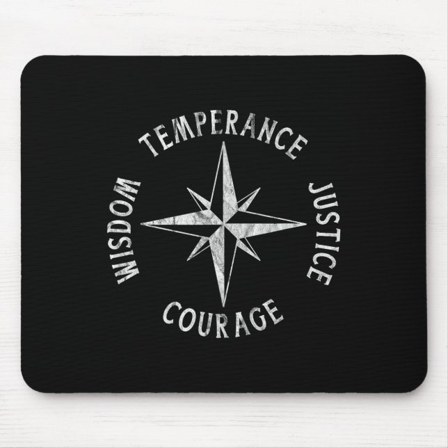 4 Stoische Tugenden Temperanz Gerechtigkeit Courag Mousepad (Vorne)