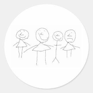 4 STRICHMÄNNCHEN RUNDER AUFKLEBER