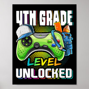 4. Stufe Entsperrtes Videospiel zurück zur Schule Poster