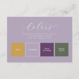 4 Swatch Farben Kleidung Lavendel Hochzeit Begleitkarte
