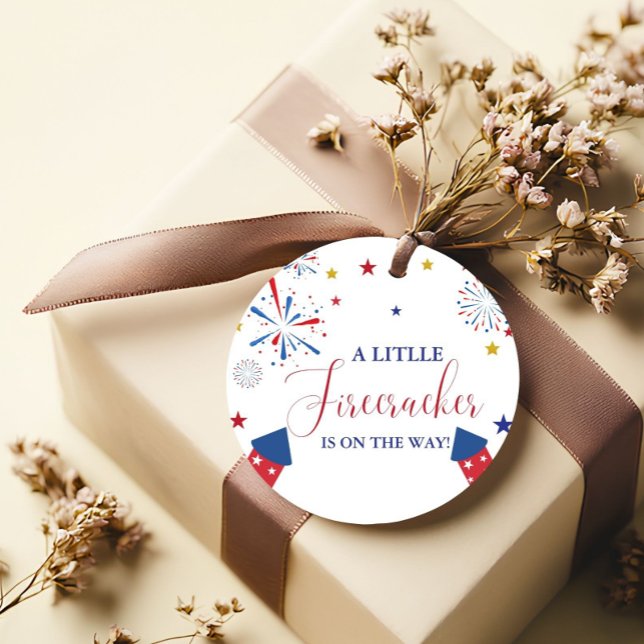 4 t Juli Unabhängigkeitsfirecracker Baby Shower Geschenkanhänger (Von Creator hochgeladen)