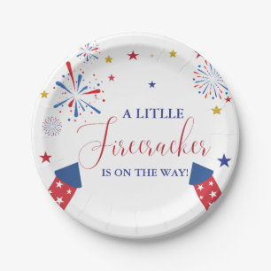 4 t Juli Unabhängigkeitsfirecracker Baby Shower Pappteller