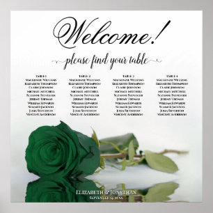 4 Table Emerald Green Rose Elegantes Seetabelle Poster
