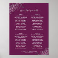 4 Table Lacy Gray Wedding Seating Chart Cassis
