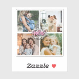 4 Tag der Fotocollage-Familie Gedächtnismüttertag Aufkleber