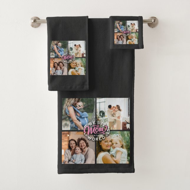 4 Tag der Fotocollage-Familie Gedächtnismüttertag Badhandtuch Set (Insitu)