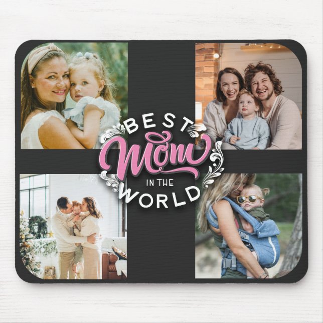 4 Tag der Fotocollage-Familie Gedächtnismüttertag Mousepad (Vorne)