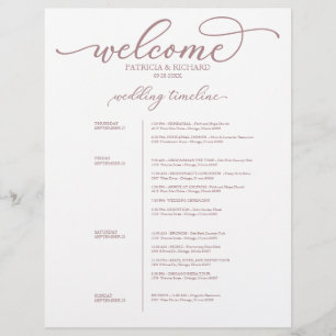 4-Tage-Hochzeits-Itinerary Chic Roségold-Schrift