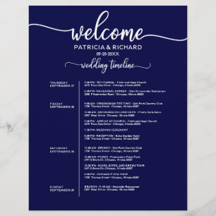 4-Tage-Hochzeits-Itinerary Chic Zeitplan Navy Blau