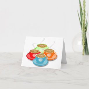 4 Tassen Kaffee-Mitteilungskarten Karte