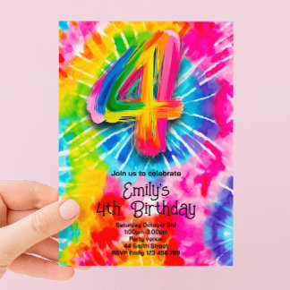 4. Tie Dye Geburtstag Einladung