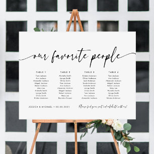4 Tische Unser Lieblings-Leute-Sitzplan Poster
